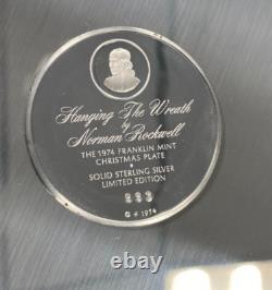 Hanging The Wreath Norman Rockwell Sterling Silver Christmas Plate Franklin Mint