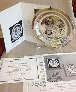 Hanging the Wreath Norman Rockwell Sterling Silver Christmas Plate Franklin Mint