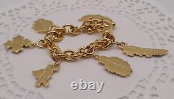 Harley-Davidson 925 Sterling Silver Gold Overlay Bracelet 6 Charms Franklin Mint