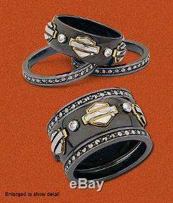 Harley Davidson Black Nickel with Gold Accents Stacking Ring by Franklin Mint