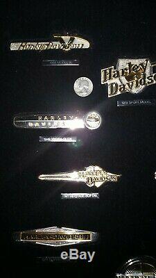 Harley Davidson Franklin Mint Tank Badges. Sterling Silver w Gold Highlights