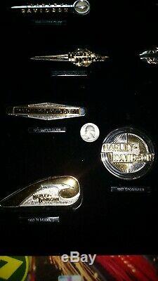 Harley Davidson Franklin Mint Tank Badges. Sterling Silver w Gold Highlights