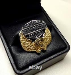Harley-Davidson Mens Wings of Freedom Ring Sz 12 Franklin Mint With Leather Box