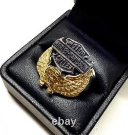 Harley-Davidson Mens Wings of Freedom Ring Sz 12 Franklin Mint With Leather Box