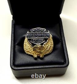 Harley-Davidson Mens Wings of Freedom Ring Sz 12 Franklin Mint With Leather Box