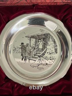 Home For Christmas Norman Rockwell Sterling Silver Christmas Plate Franklin Mint