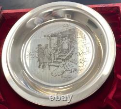 Home For Christmas Norman Rockwell Sterling Silver Christmas Plate Franklin Mint