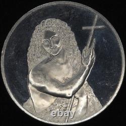 Huge Sterling Silver Proof Art Round 65.8g Leonardi Vici Academia Franklin Mint