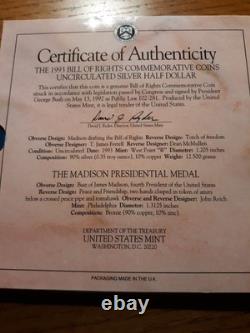 James Madison Father of the Bill of Rights & J. Adams silver and bronze medals