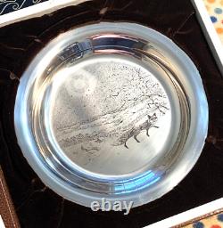 James Wyeth Winter Fox 1973 Solid Sterling Silver Franklin Mint Collectors Plate