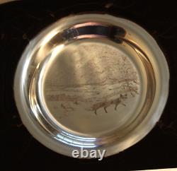 James Wyeth Winter Fox 1973 Solid Sterling Silver Franklin Mint Collectors Plate