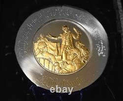 John Adams Bicentennial Plate 1974 Sterling Silver 24K Gold By Franklin Mint