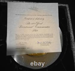 John Adams Bicentennial Plate 1974 Sterling Silver 24K Gold By Franklin Mint