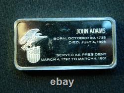 John Adams Sterling SILVER 1000g Franklin Mint 1st Release President Ingot