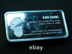 John Adams Sterling SILVER 1000g Franklin Mint 1st Release President Ingot