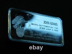 John Adams Sterling SILVER 1000g Franklin Mint 1st Release President Ingot