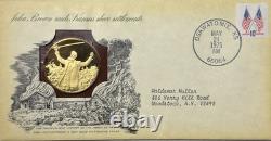 John Brown Kansas Medal. Proof DCAM Sterling Silver 24K Gold. Rare FM