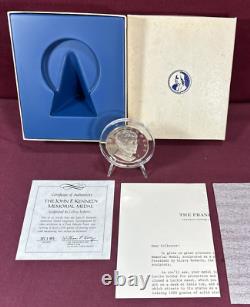 John F. Kennedy The Franklin Mint Sterling Silver Medal COA 1000 grains