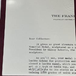 John F. Kennedy The Franklin Mint Sterling Silver Medal COA 1000 grains