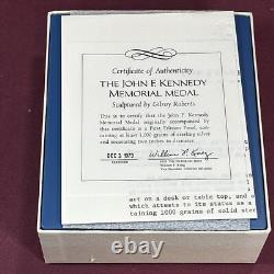 John F. Kennedy The Franklin Mint Sterling Silver Medal COA 1000 grains