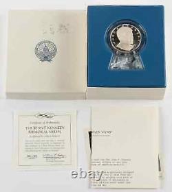 John F. Kennedy The Franklin Mint Sterling Silver Medal COA And Stand