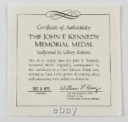 John F. Kennedy The Franklin Mint Sterling Silver Medal COA And Stand