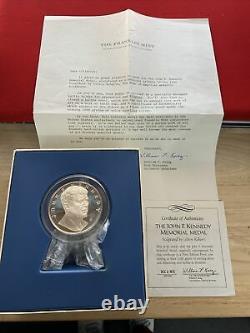 John F. Kennedy The Franklin Mint Sterling Silver Medal Set COA And Stand