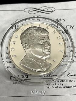 John F. Kennedy The Franklin Mint Sterling Silver Memorial Proof Medal with COA