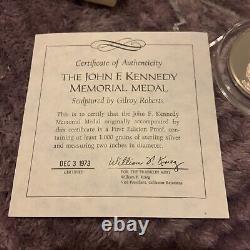 John F. Kennedy The Franklin Mint Sterling Silver Proof Medal 1000 Grains 65.2 g