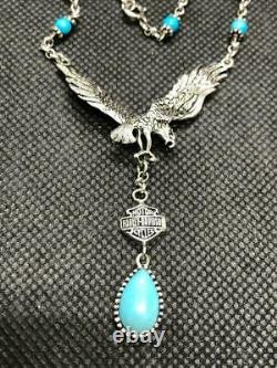 Ladies Harley Davidson / Franklin Mint Eagle STERLING SILVER Turquoise Necklace