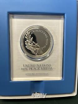 Lot 1970's Franklin Mint United Nations Peace Medal Sterling Silver Coin. 73oz