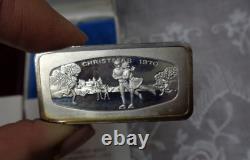Lot/2 THE FRANKLIN MINT Sterling Silver 1000 grain Ingots CHRISTMAS 1970 & 1971