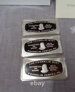 Lot/3 THE FRANKLIN MINT Sterling Silver 500 Ingots CHRISTMAS 1977, 1978, 1979