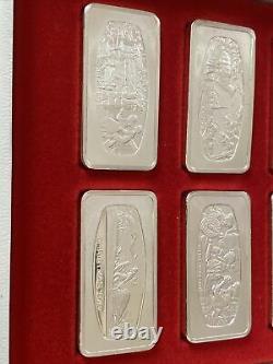 Lot Of 10 Franklin Mint Christmas Sterling Silver Ingots 1970 1979