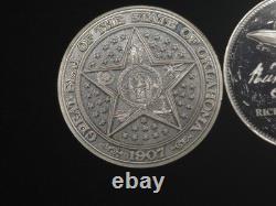 Lot Of 2 Sterling Silver. 925 Rounds 57.7 Grams Proof Richard Stockton OK State