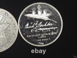 Lot Of 2 Sterling Silver. 925 Rounds 57.7 Grams Proof Richard Stockton OK State