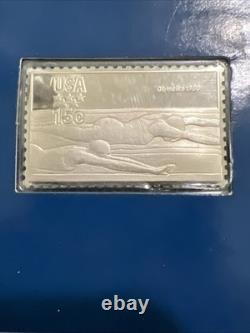 Lot Of 5 Franklin Mint 1980 US Olympic Sterling Proof Silver Stamp, Lake Placid