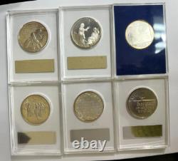 Lot Of 6 Proof Sterling Silver Medals The Franklin Mint In Lucite Holders