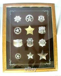 Lot of 12 Sterling Silver Collectible 1987 Franklin Mint Western Lawmen Badges