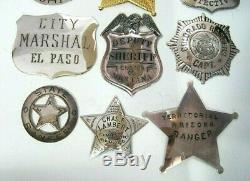 Lot of 12 Sterling Silver Collectible 1987 Franklin Mint Western Lawmen Badges