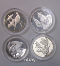 (Lot of 4) 1970's Franklin Mint Roberts Birds Sterling Silver Proof Art Medals