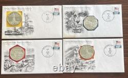 Lot of 4 1972 Franklin Mint Great Historic Sites Proof Silver Medal. 925 Silver