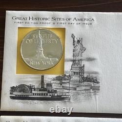 Lot of 4 1972 Franklin Mint Great Historic Sites Proof Silver Medal. 925 Silver