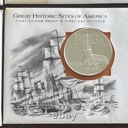 Lot of 4 1972 Franklin Mint Great Historic Sites Proof Silver Medal. 925 Silver
