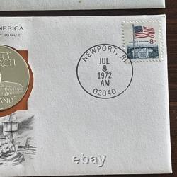Lot of 4 1972 Franklin Mint Great Historic Sites Proof Silver Medal. 925 Silver