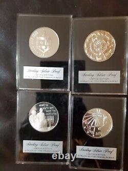 Lot of 4 Coins Limited Edition Sterling Silver Proof The Franklin Mint