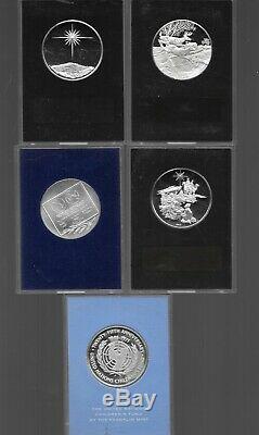 Lot of 4 Franklin Mint Sterling Silver Proofs+ First Step On The Moon Silver Rd