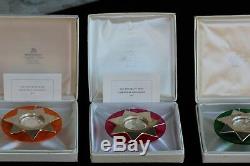 Lot of 5 Sterling Silver & Lucite Franklin Mint Christmas Ornaments, Boxes & COA