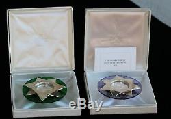 Lot of 5 Sterling Silver & Lucite Franklin Mint Christmas Ornaments, Boxes & COA