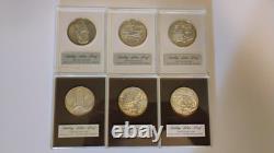 Lot of 6 1970's Franklin Mint Silver Christmas Holiday Proof Medals in holders
